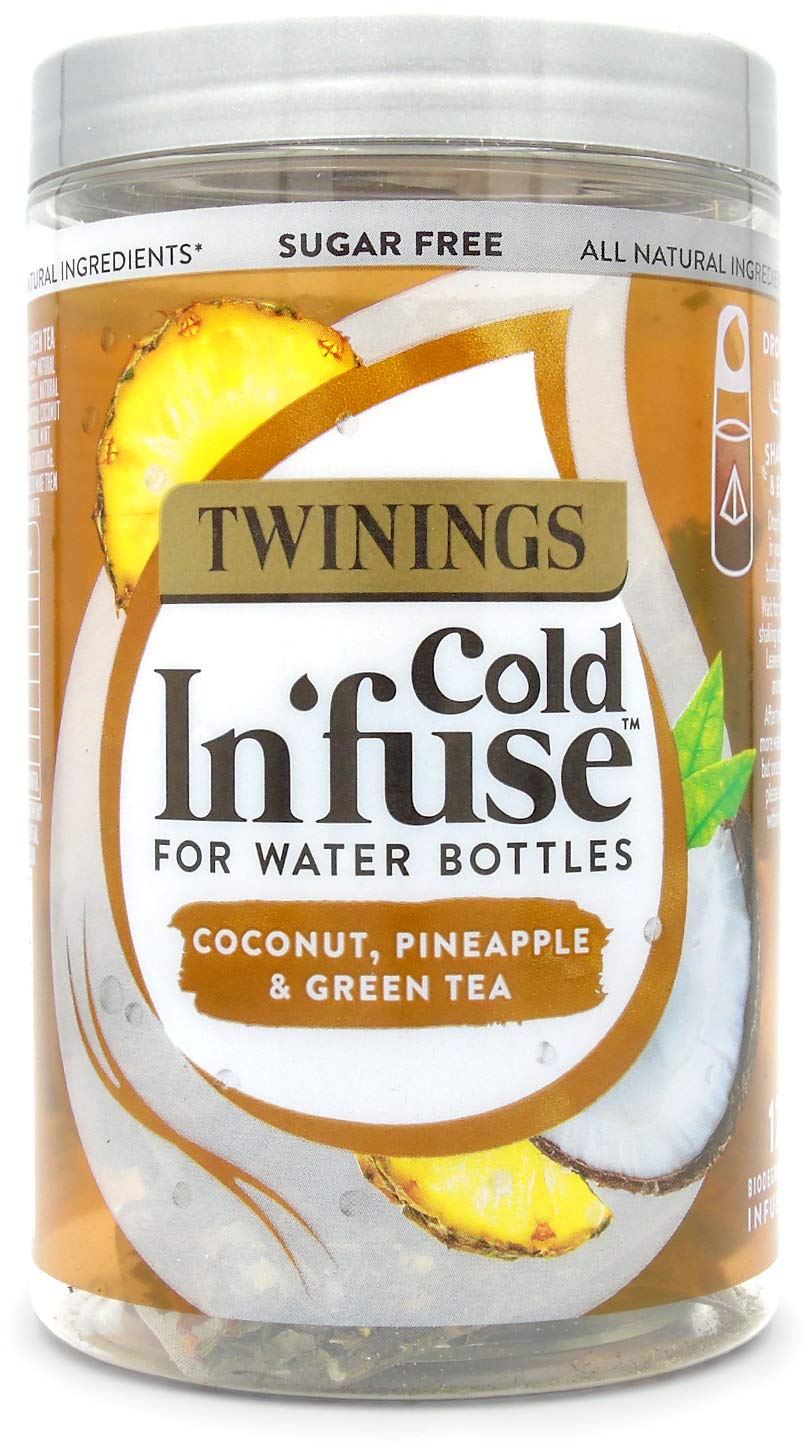 Twinings Cold In'fuse for Water Bottles, Coconut, Pineapple And Green Tea Flavour 12 Infusers