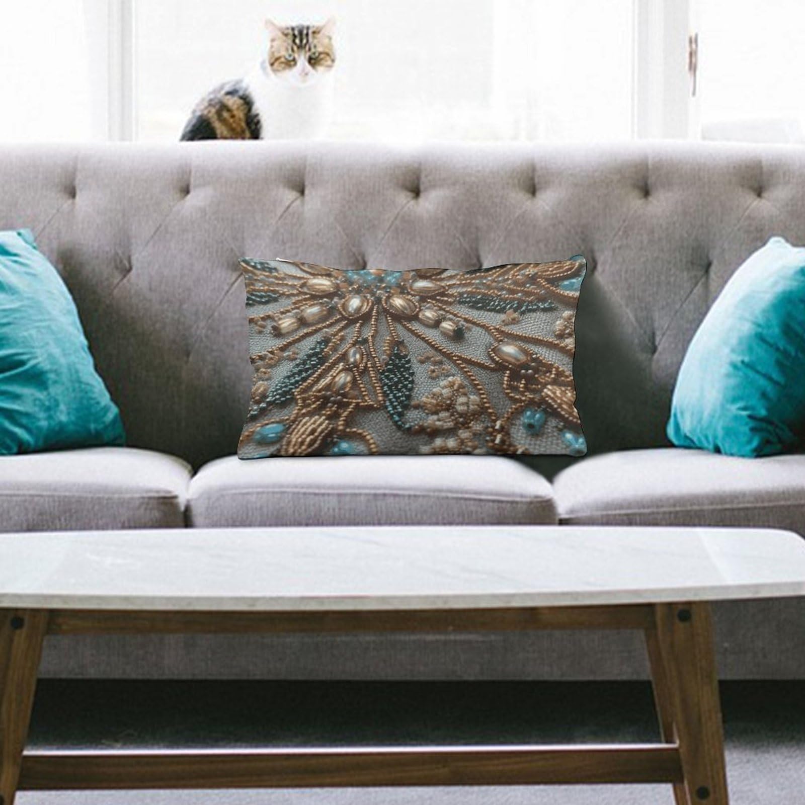 NTVOWPZO Decoration Throw Pillow Covers 8"x12" Pillowcases Covers Delicate Beadwork Soft Pillowcases Modern Farmhouse Home Decor Sofa Cushions Covers for Couch Bed Living Room