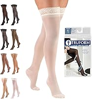 Vista 15 de Truform Medias de compresión transparentes, 15-20 mmHg, longitud alta hasta el muslo para mujer, 20 denier, beige, S