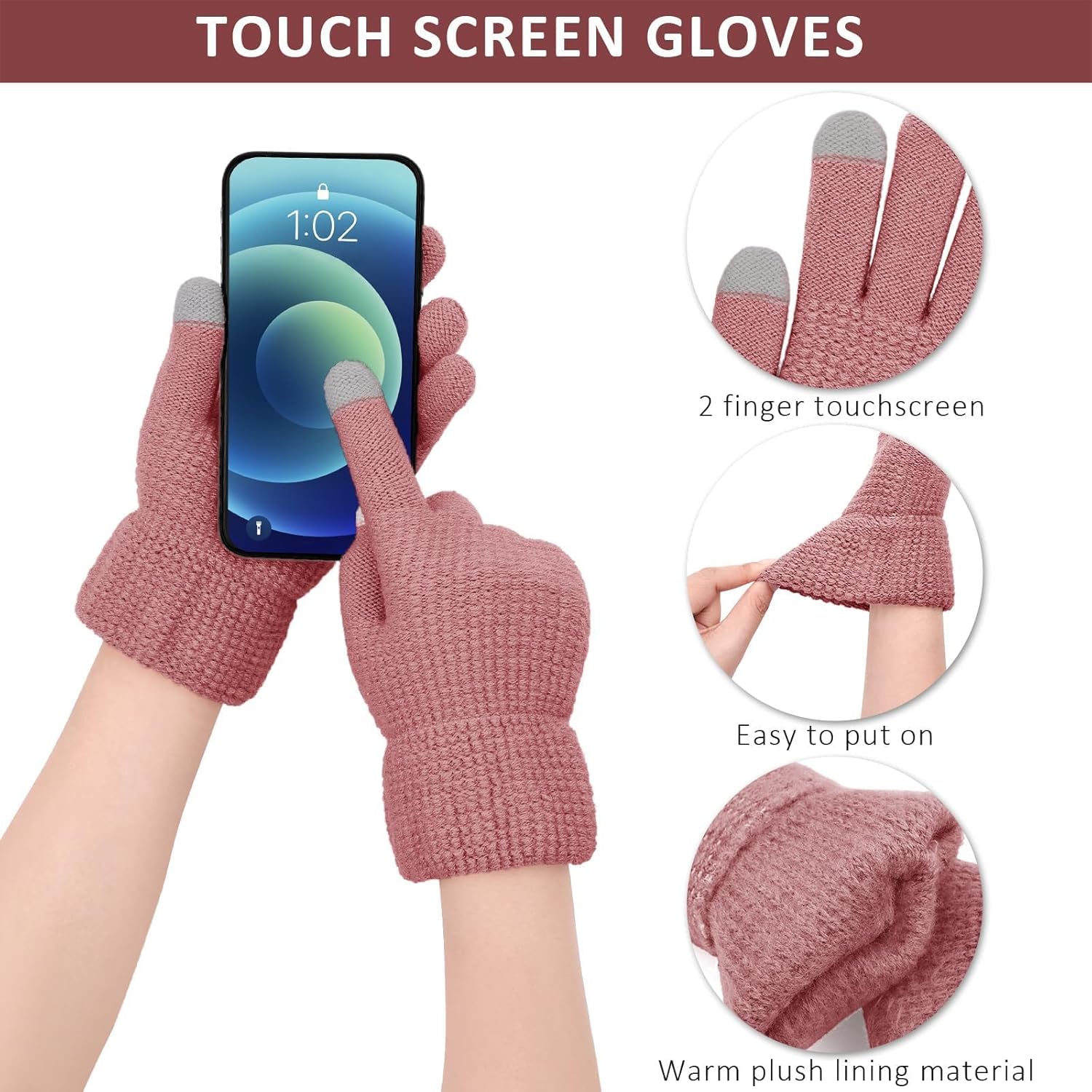 Aneco Winter Warm Knitted Scarf Beanie Hat and Gloves Set Men & Women's Soft Stretch Hat Scarf and Mitten Set - Image 3