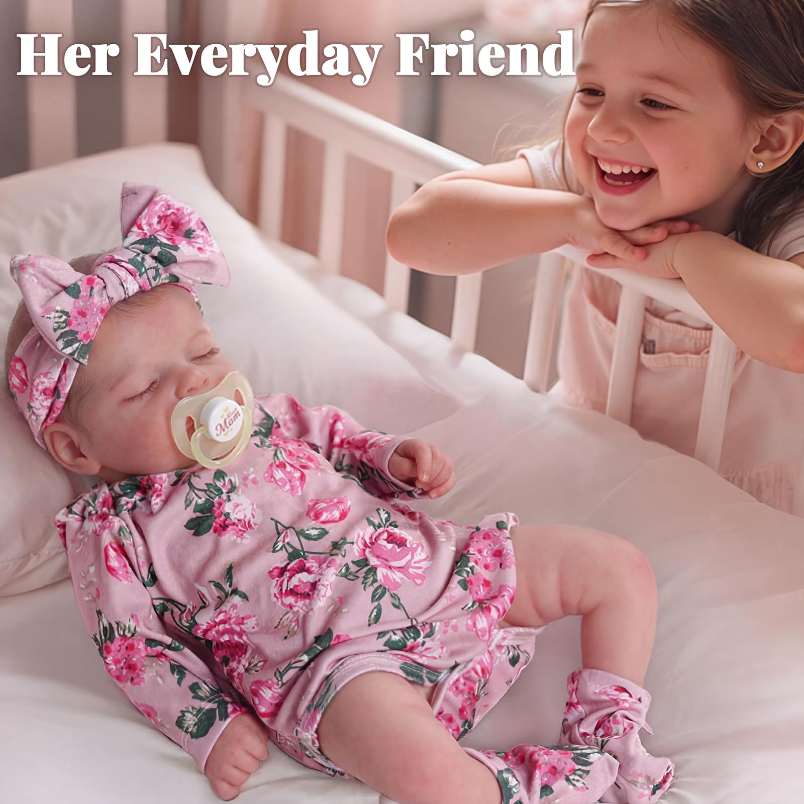 BABESIDE Lebensechte Reborn-Babypuppen 43cm Schlafend Realistische Neugeborenenpuppe Weicher Stoffkörper Lebensechtes Mädchen, mit Zubehör, Geschenkideen für Kinder ab 3 Jahren & Kollektion