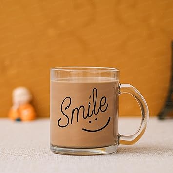 Dreamica 'Smile' Quote Printed Stylish Transparent Coffee Mug |Best Gift for Brother, Sister, Friend Or Any Occasion | Best Happy Birthday Gift