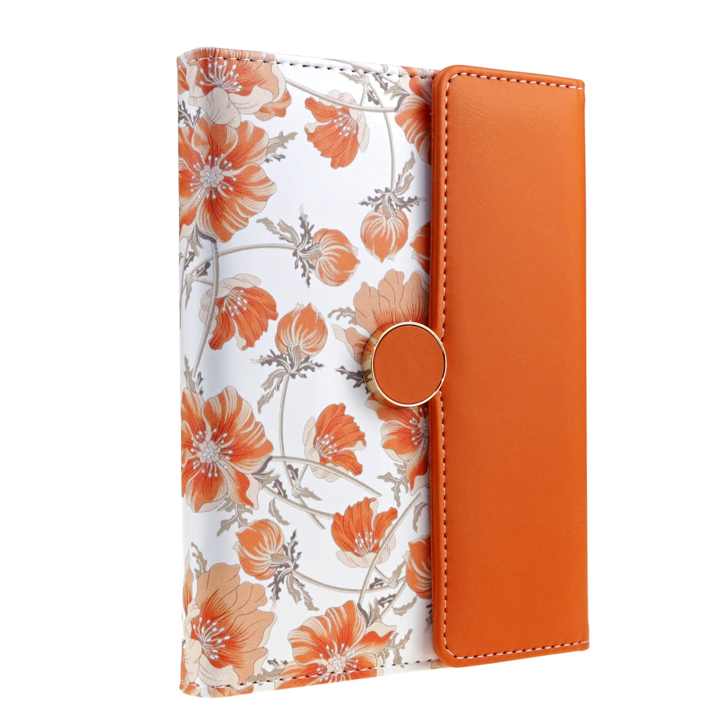 Mazeran Floral Magnetic Journals, Elegant Faux Leather Hard Cover B6 Executive Notebook Travel Diary, corn poppy flowers