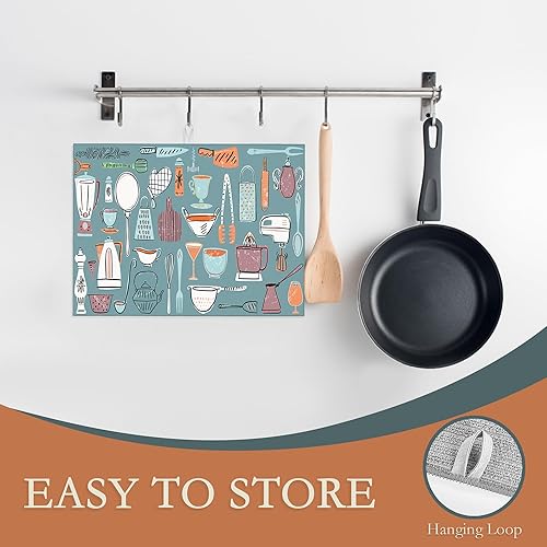 Miniatura 3 de UIUPRO Juego de utensilios de cocina de 18 x 24 pulgadas, tapete de secado de platos para encimera de cocina, microfibra ultra absorbente, cafetera,