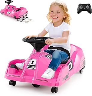 HONEY JOY Electric Cleaning Go Kart, 12V Ride on Race Car with Detachable Mop, 3-Speed Remote Control, Horn, Music & Wirel...