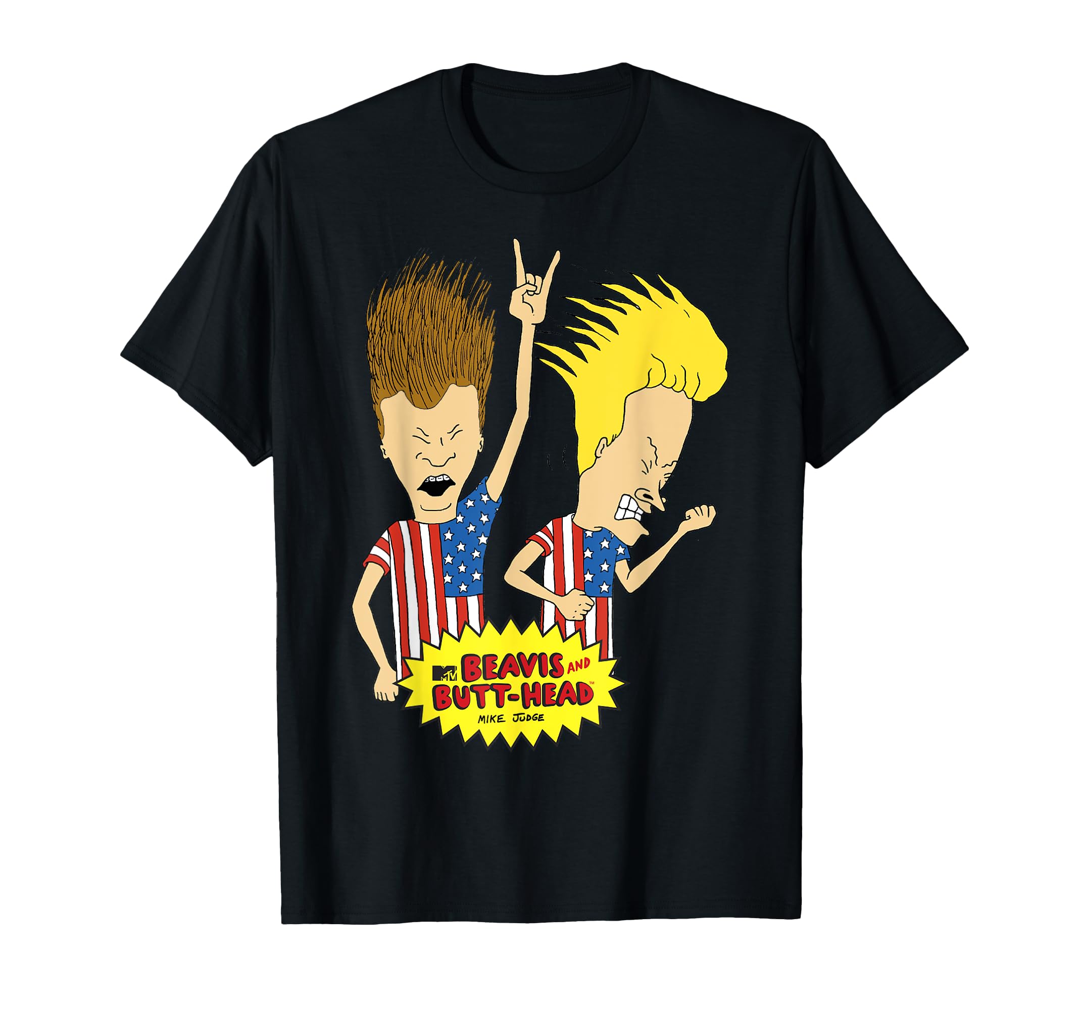 Amazon.com: Beavis and Butt-Head Rock Out Us Flag Shirts T-Shirt ...