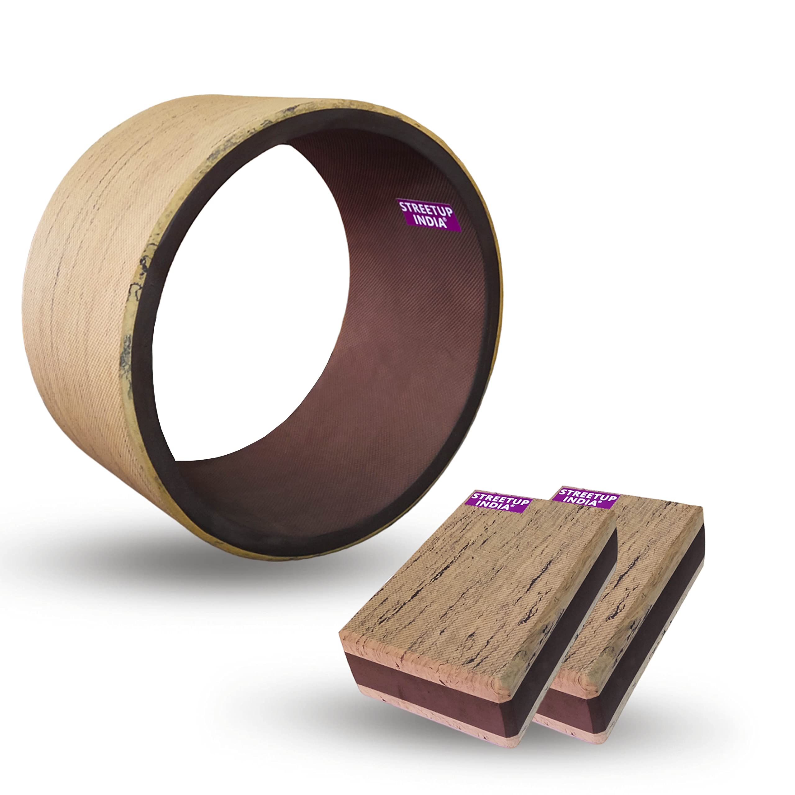 Streetup India® Yoga Wheel Roller With Blocks for Men and Woman| With High Density Strong Foam Sweat Resistant & Eco-Friendly Brown (B0BZZ4XBKP) Amazon Price History, Amazon Price Tracker