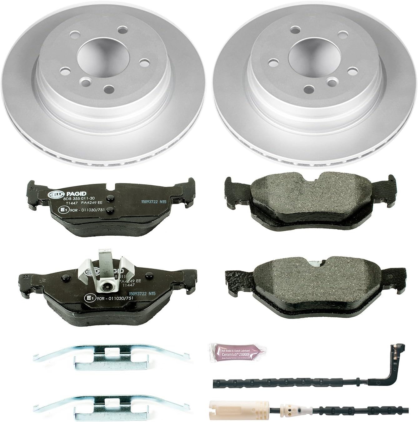 Power Stop ESK3002 Rear Euro-Stop Brake Kit BMW and 1 Rear Sensor Wire For BMW 328i 2007-2010, BMW 328i xDrive 2009-2010, BMW 328xi 2007-2008 [Model Specific]