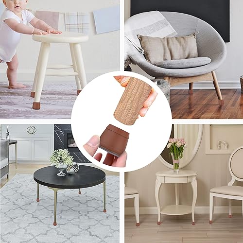 Miniatura 33 de 24 protectores de patas de silla para suelos de madera dura, almohadillas de fieltro de silicona para muebles, fundas de patas de mesa de movimiento
