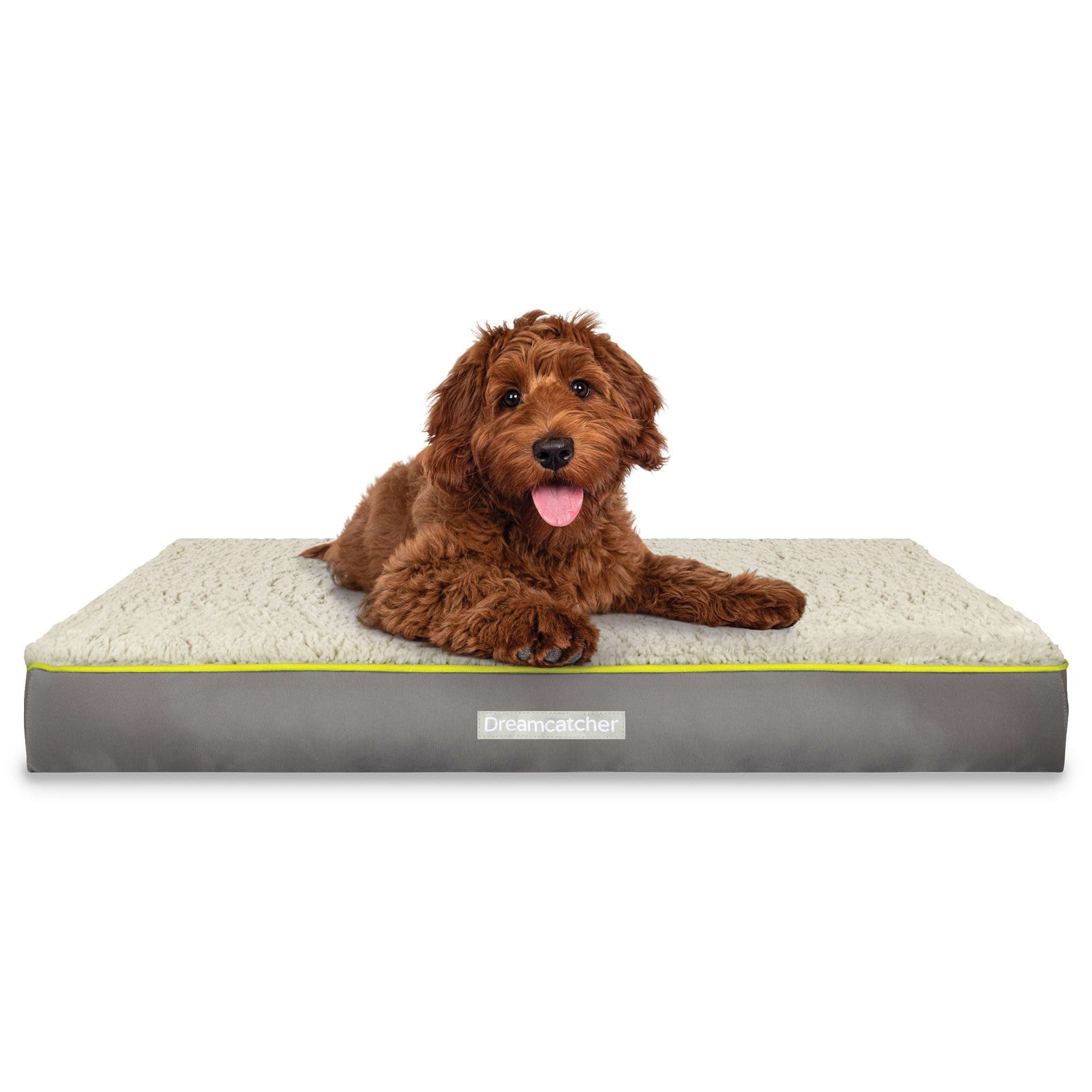 Dreamcatcher Large Dog Bed 89x56x9cm, Orthopaedic Dog Beds Large Mattress with Sherpa Fleece Top, Oxford Fabric Crate Base and Grey Removable Washable Cover