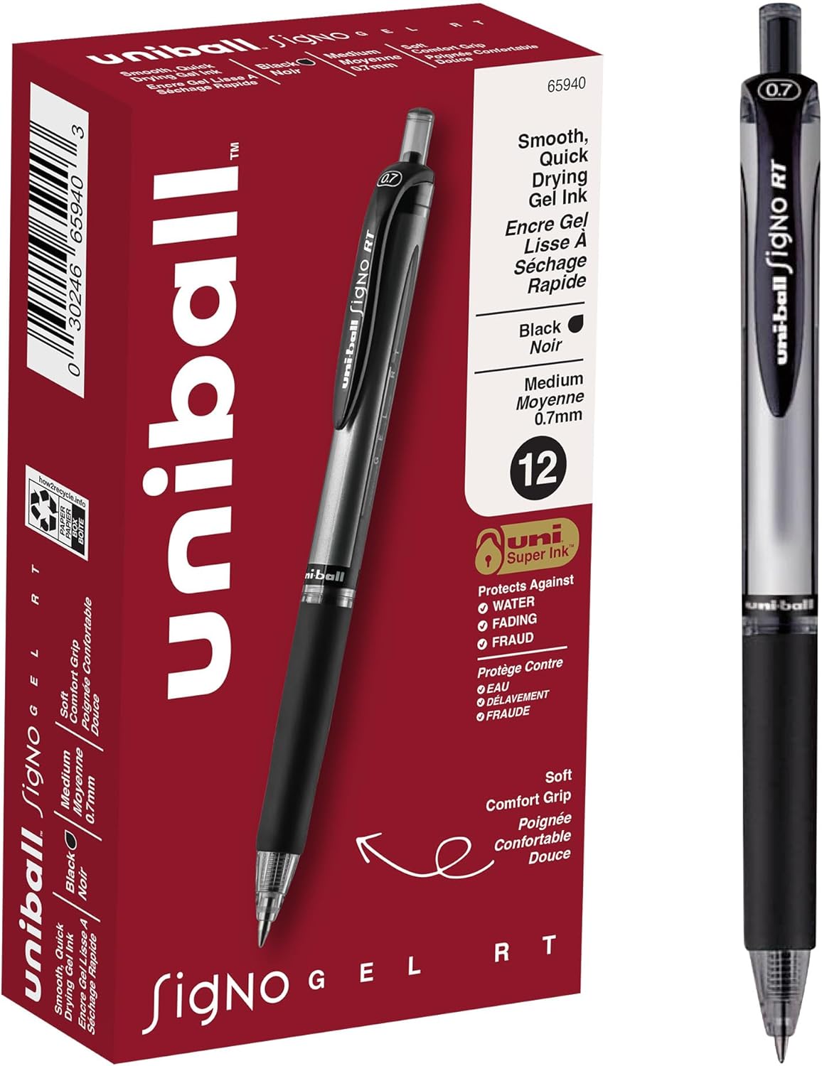 Uniball 207 Impact Gel Pens, Pack of 12 - 1.0mm Bold Point Pens - School and Office Supplies