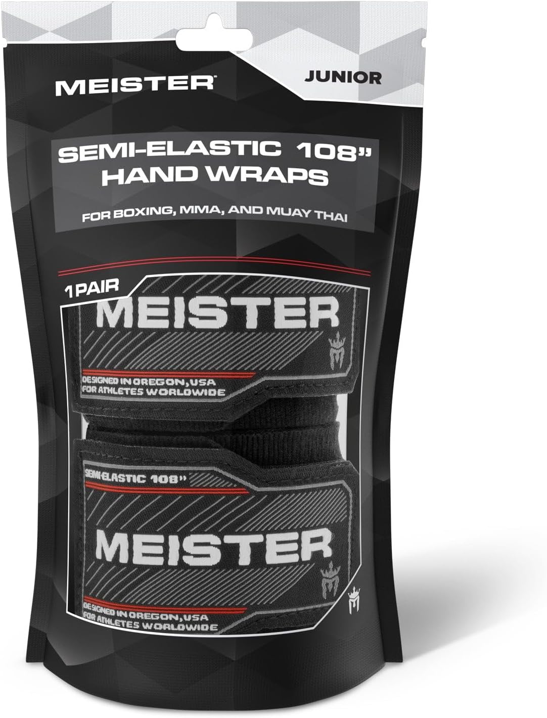 Meister Junior 108" Semi-Elastic Hand Wraps for MMA & Boxing (Pair) image 3