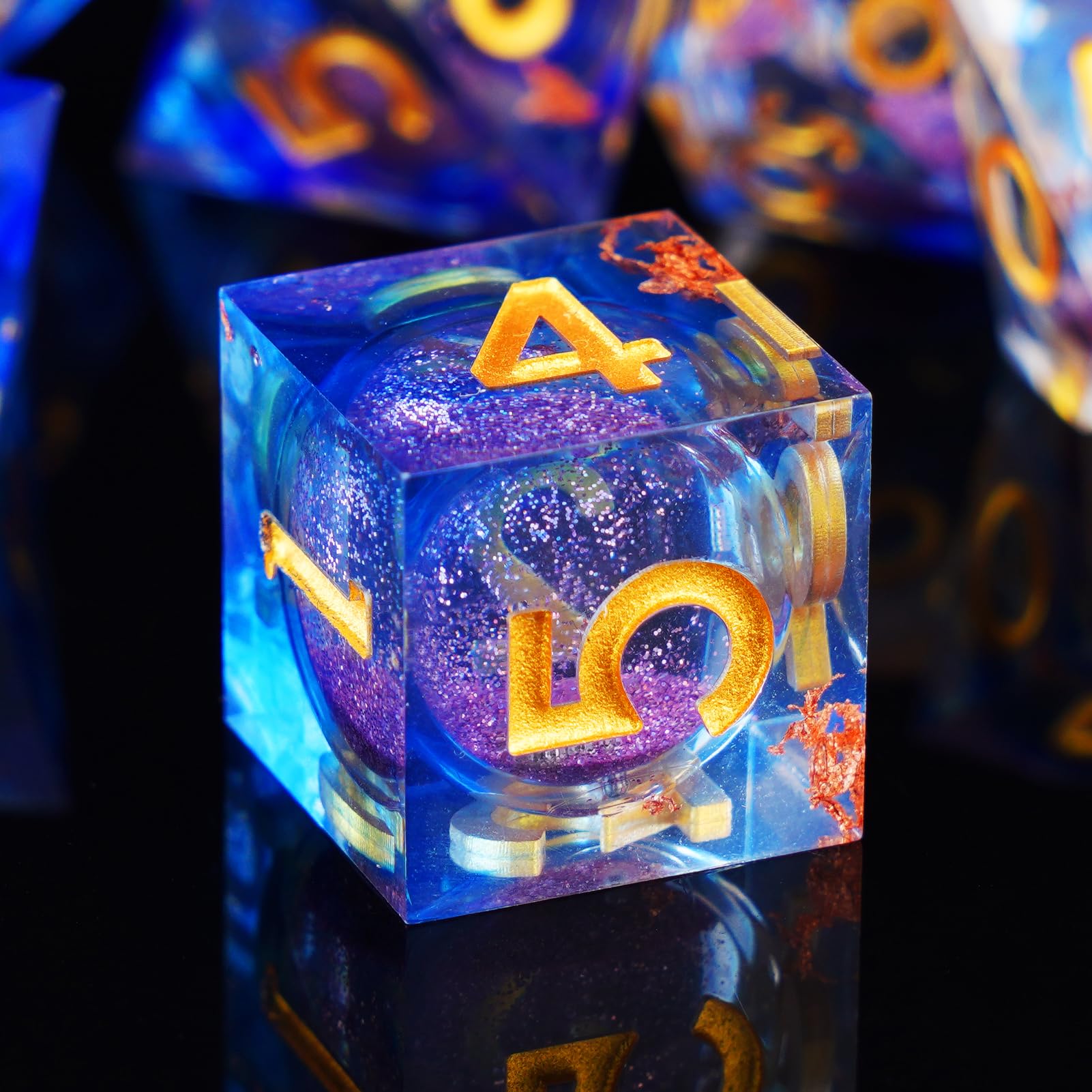 ORUZA 7 PCS Liquid Core DND Dice Resin Sharp Edge Dice Polyhedral D&D Dice Set for Dungeons and Dragons RPG MTG Role Playing Game Dice D20 D12 D10 D8 D6 D4 D% - Image 2