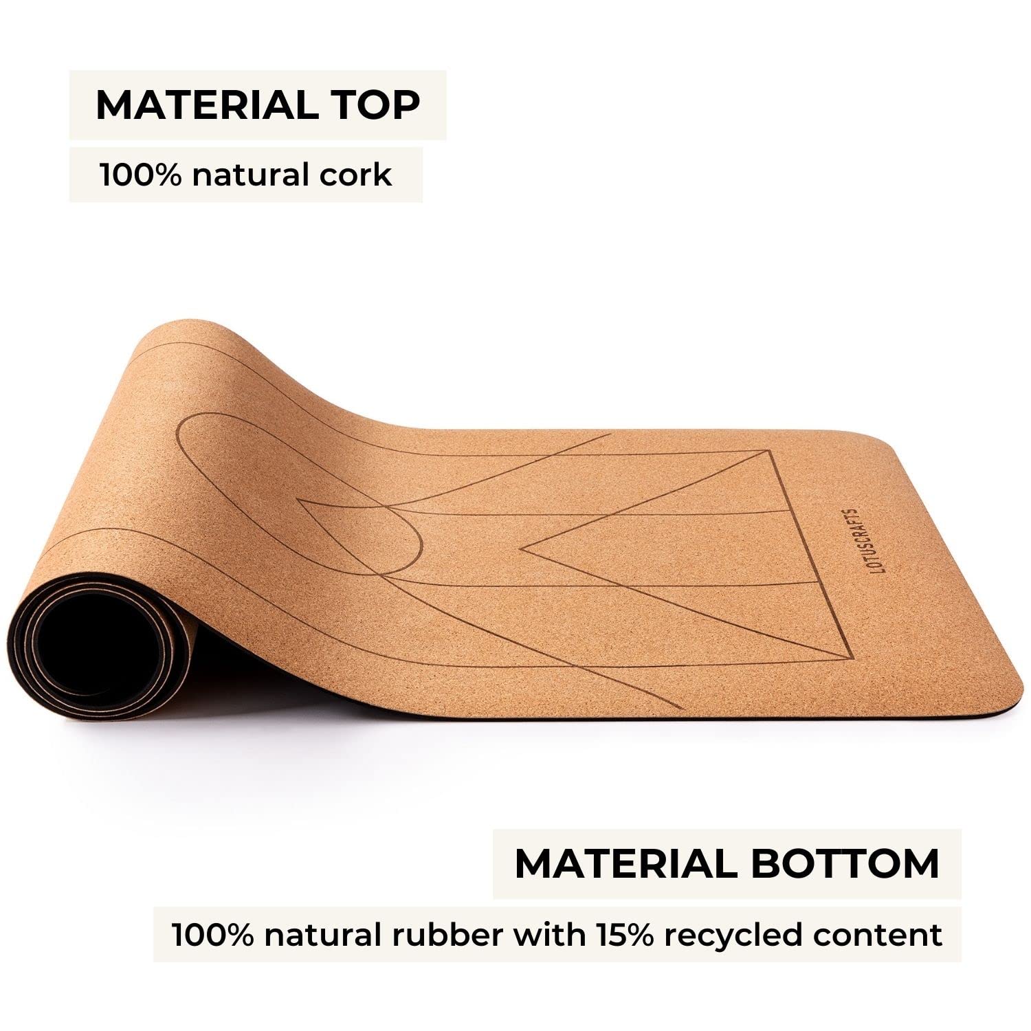Lotuscrafts Yogamat Pure - krachtig antislip PU-oppervlak - ecologisch gemaakt van natuurlijk rubber - professionele yogamat ideaal voor Hot Yoga en Ashtanga Yoga - extra breed [183 x 66 x 0,4 cm