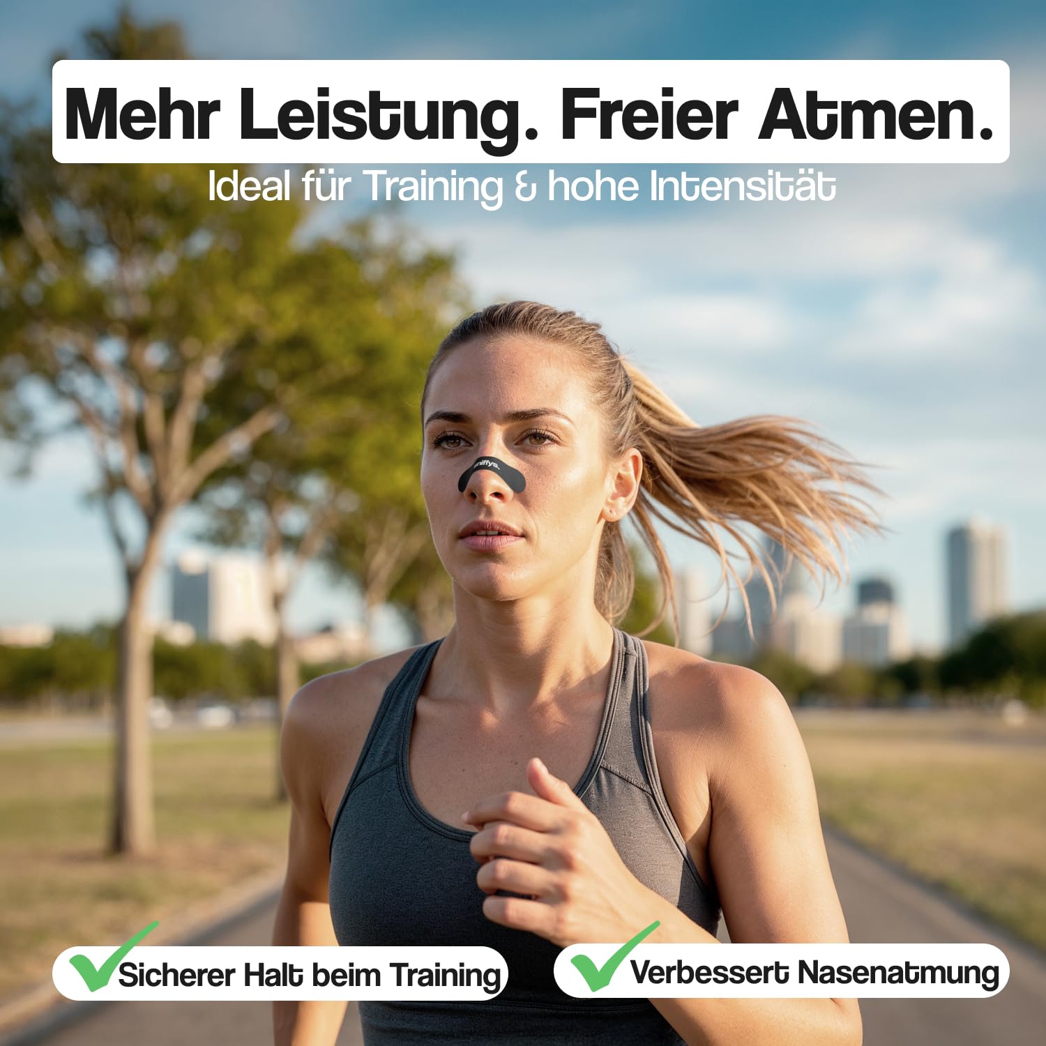 Sniffys Nasenpflaster - Sport Atmungshilfen Besser Atmen - Nasenstrips Anti Schnarch Unterstützung - Nose Strips Komfort Halt - 30 Stück - Schwarz