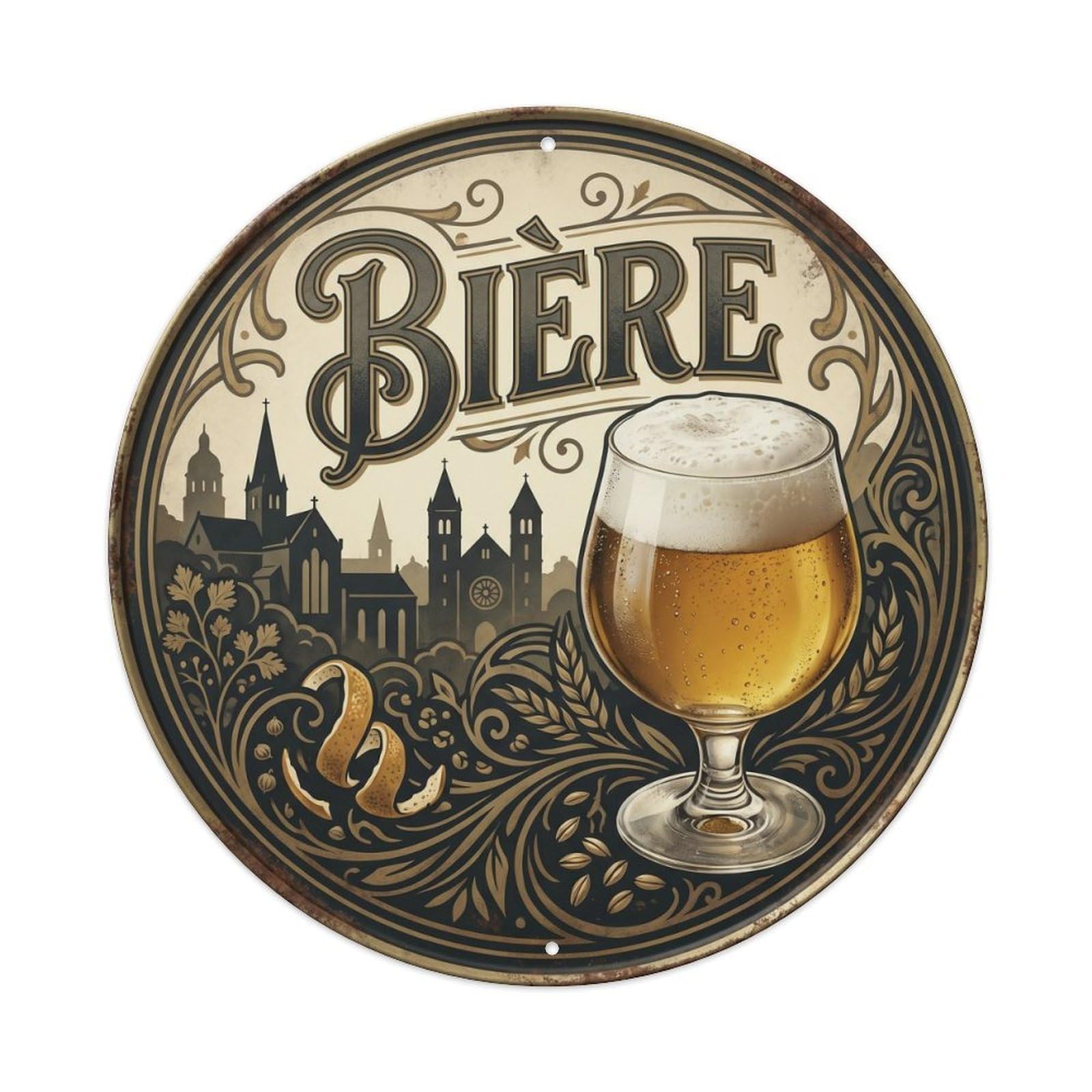 Belgian Culture Beverage Craft Beer Lager Mug Vintage Metal Tin Sign