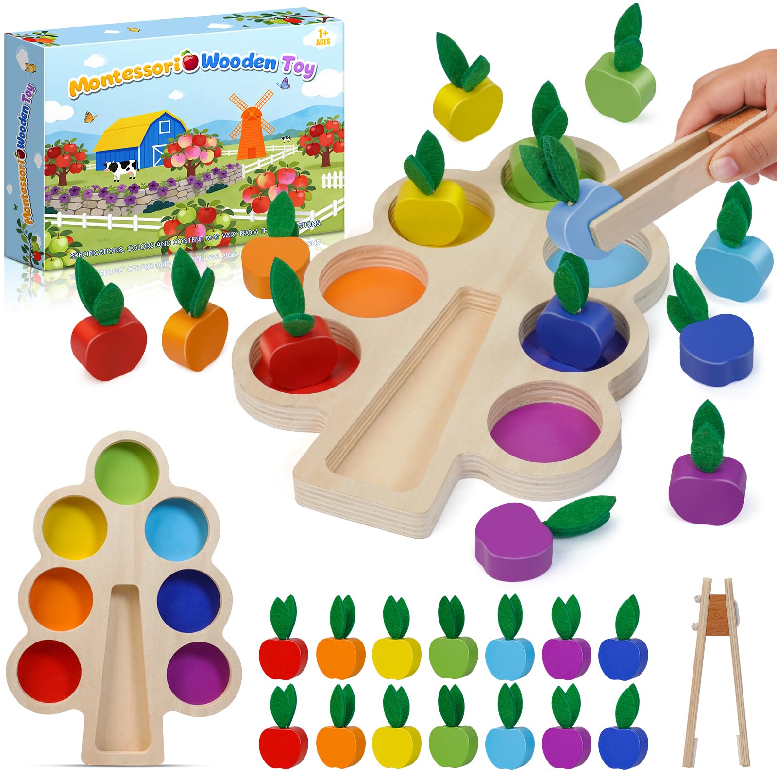 HaoVrisn Juguetes Montessori Niños 1 2 3 Años, Juguetes Niños 1 Año de Madera para Motricidad Fina, Clasificación de Colores, Juguete Sensorial Educativo, Regalo Ideal Bebe 1 Año