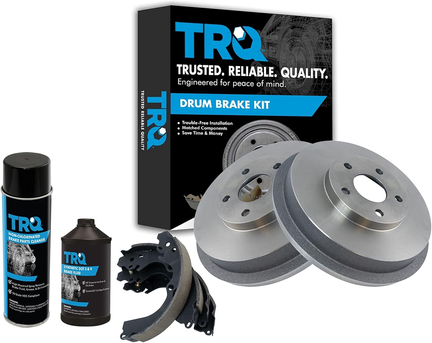 TRQ Rear Brake Shoe & Drum Kit Compatible with 1998-2008 Subaru Forester 1997-2003 Impreza
