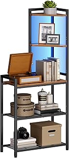 HOOBRO 5-Tier Corner Shelf Stand, Corner Shelf with LED Light, 56.3