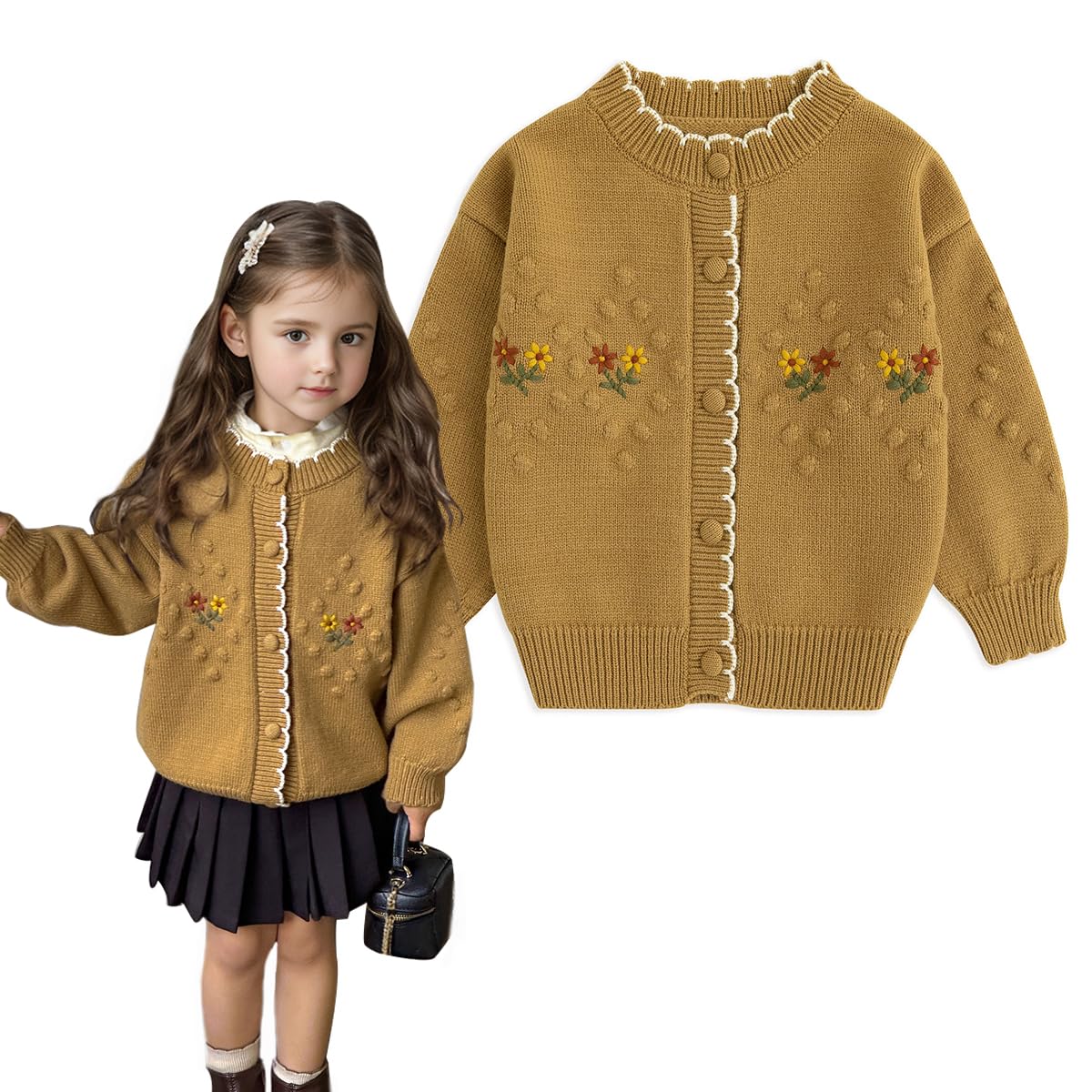 Simplee kids Toddler Girls Knit Cardigan Sweater