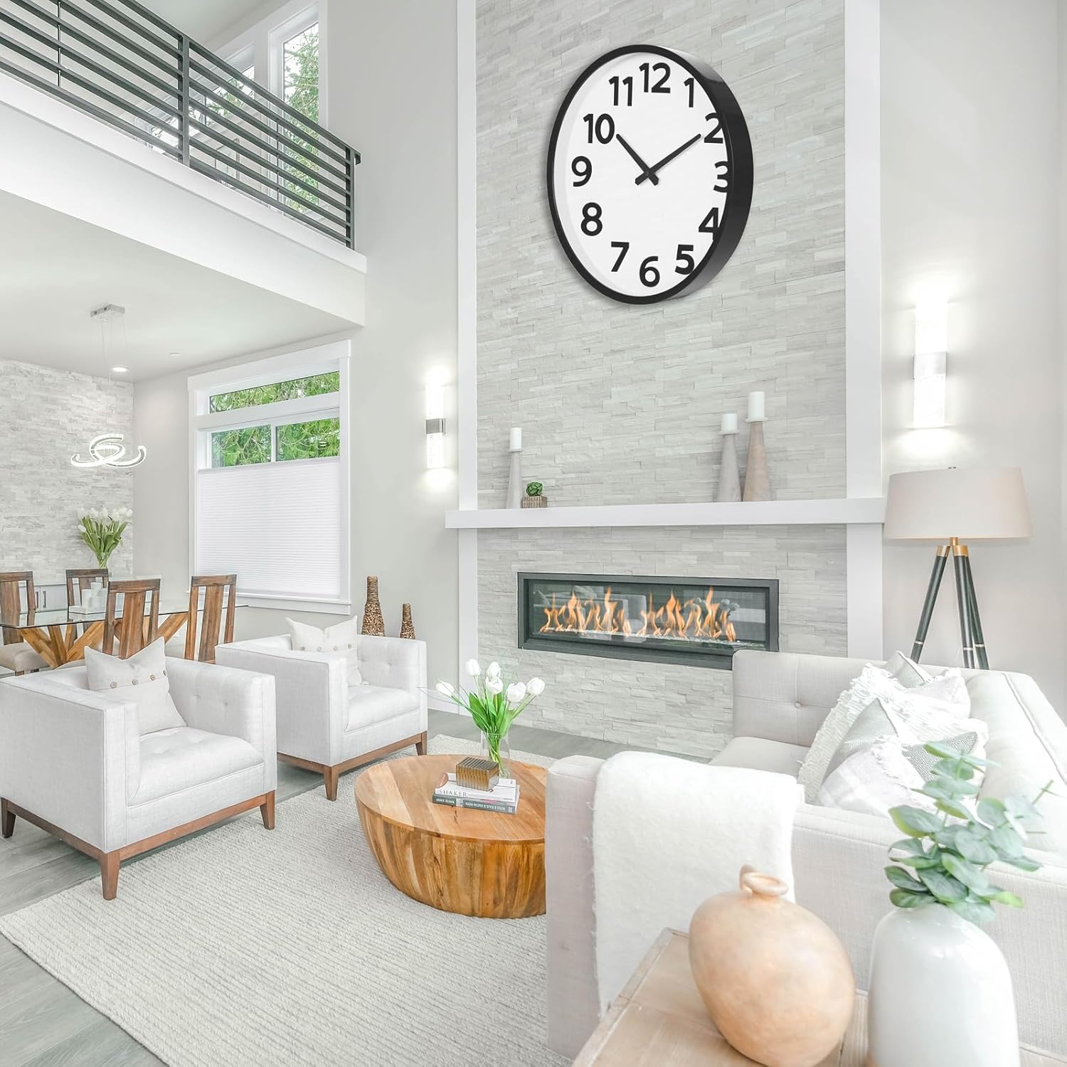 Crosstime 16 Inch Wall Clock - Large 3D Numbers Easy to Read, Silent Non-Ticking Battery Operated Analog Quartz Round Clock, High Contrast Big Face for Seniors, Classroom, Office, Living Room - Black