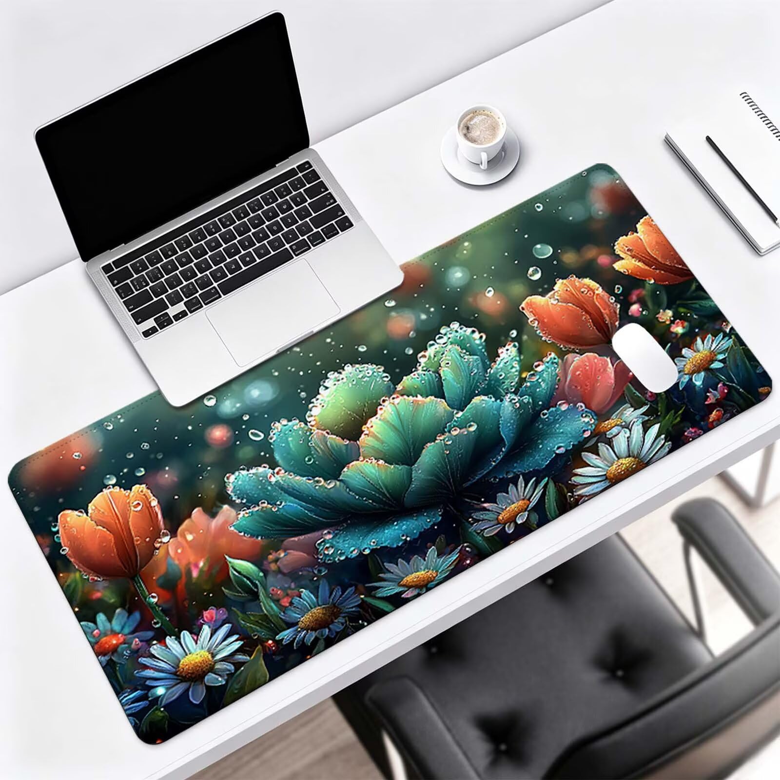 Tapis de Souris XXL Fleur Tapis de Bureau Paysage 1000x400 mm J0-1102