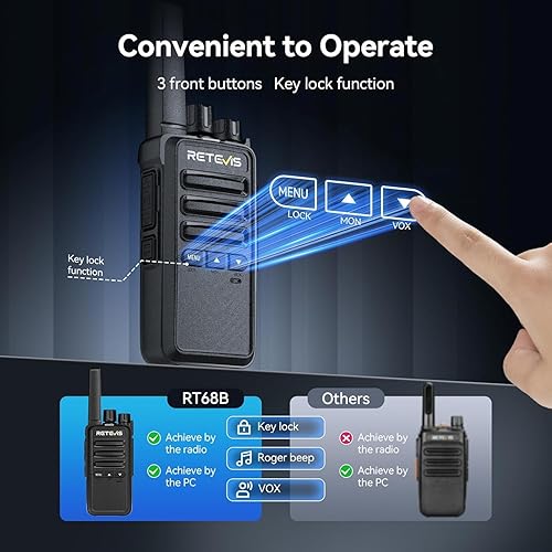 Miniatura 2 de Retevis RT68B Walkie Talkies de largo alcance, radios recargables de 2 vías con base de carga, alarma de emergencia, walkie talkie FRS para almacén
