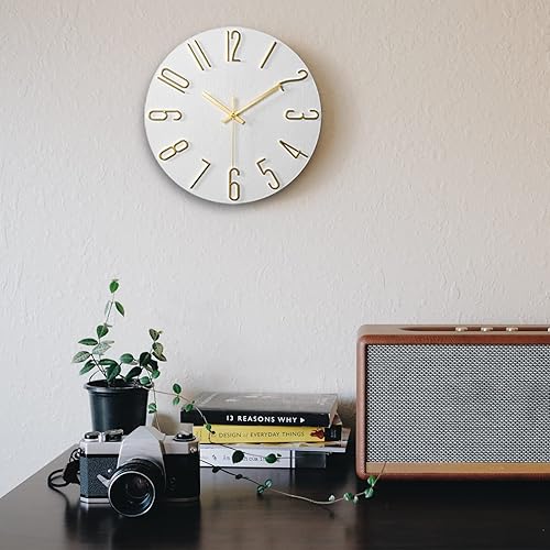 Miniatura 7 de fapugh Reloj de pared de 12 pulgadas silencioso sin tictac, reloj de decoración de estilo moderno preciso para el hogar, oficina, escuela, cocina,