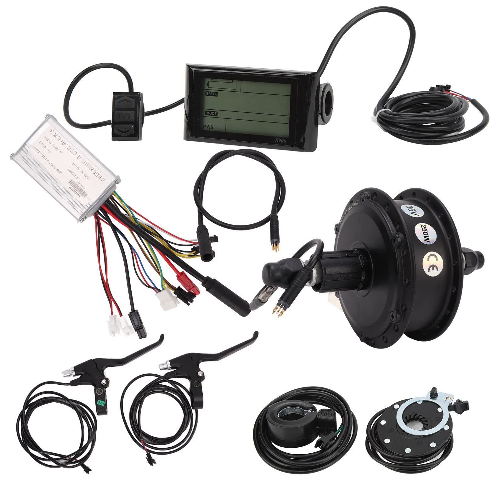 36V 250W zestaw do konwersji roweru elektrycznego 15A kontroler S900 Panel LCD kaseta zestaw do silnika piasty napędu tylnego (Do szprych kół 28/29 cali 700C)