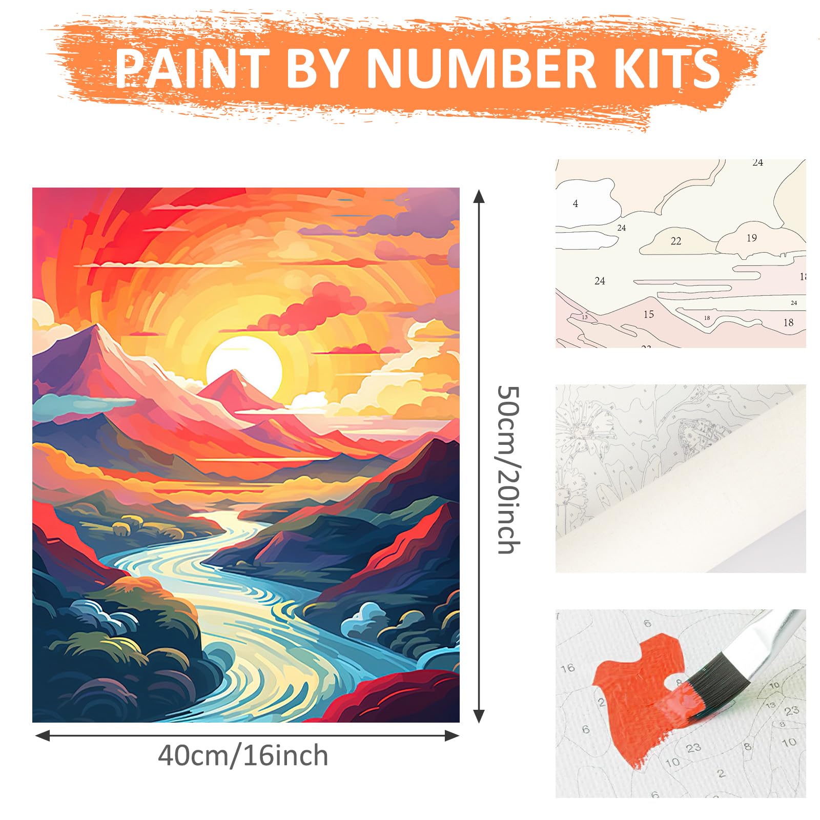Color By Number HEIBAGO Paysage De Rue Peinture Par Numero Adulte, Kits De Kit Peinture Toile Adulte Débutant