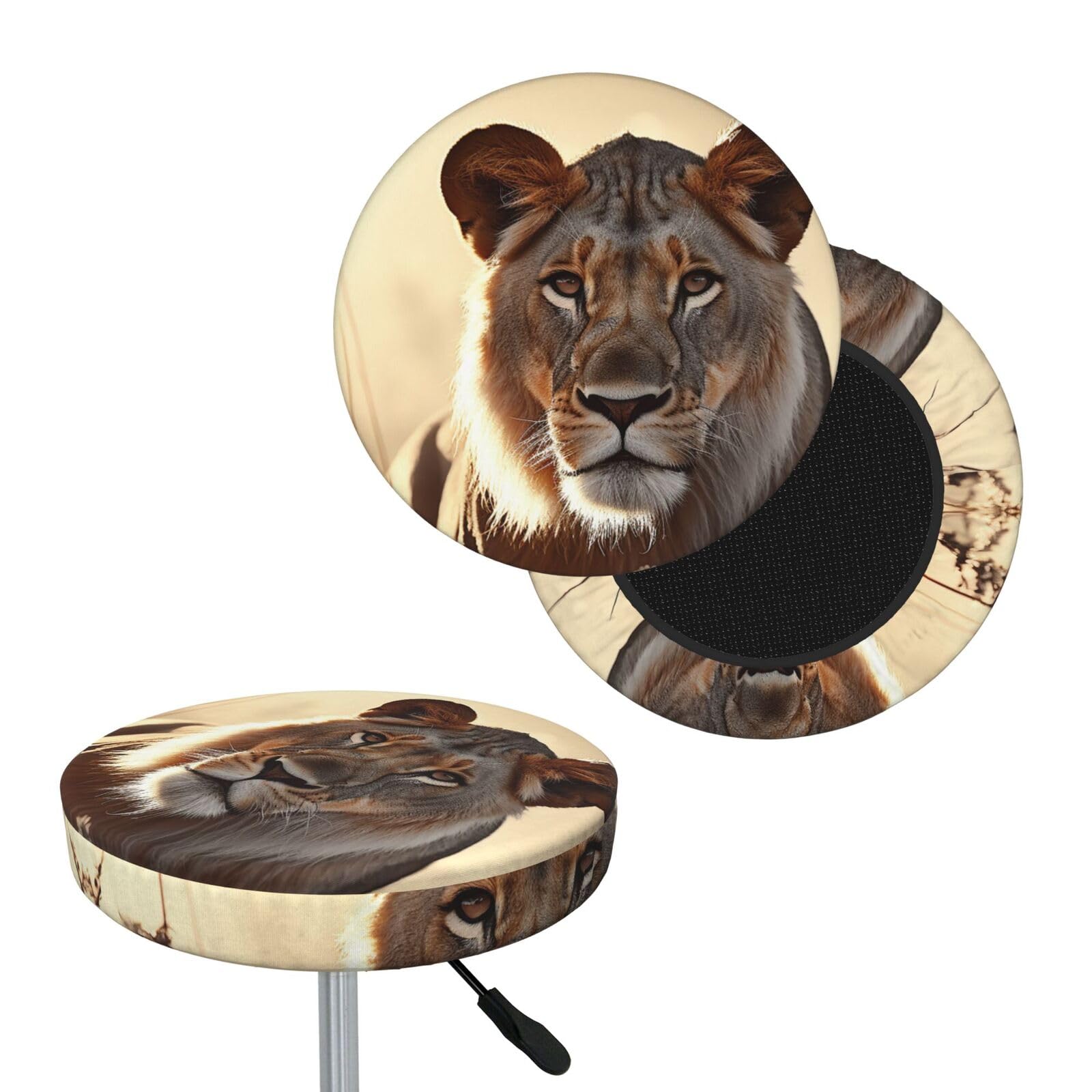 NONHAI Female Lion Bar Stool Cover Round Elastic Stool Cushion Covers Dustproof Bar Chair Cover Washable Stool Cushion Slipcover Stretch Stool Seat Covers for 12-14 Inch Chair