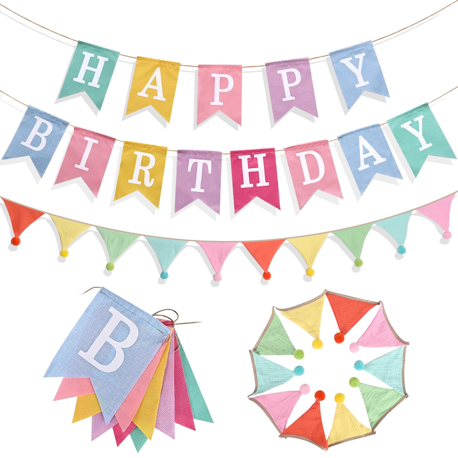 Colorful Happy Birthday Banner With Letters Happy Birthday Bunting Banner For Party Decorations Swallowtail Flag Happy Birthday Sign Happy Birthday Banner For Birthday Colorful - View #4