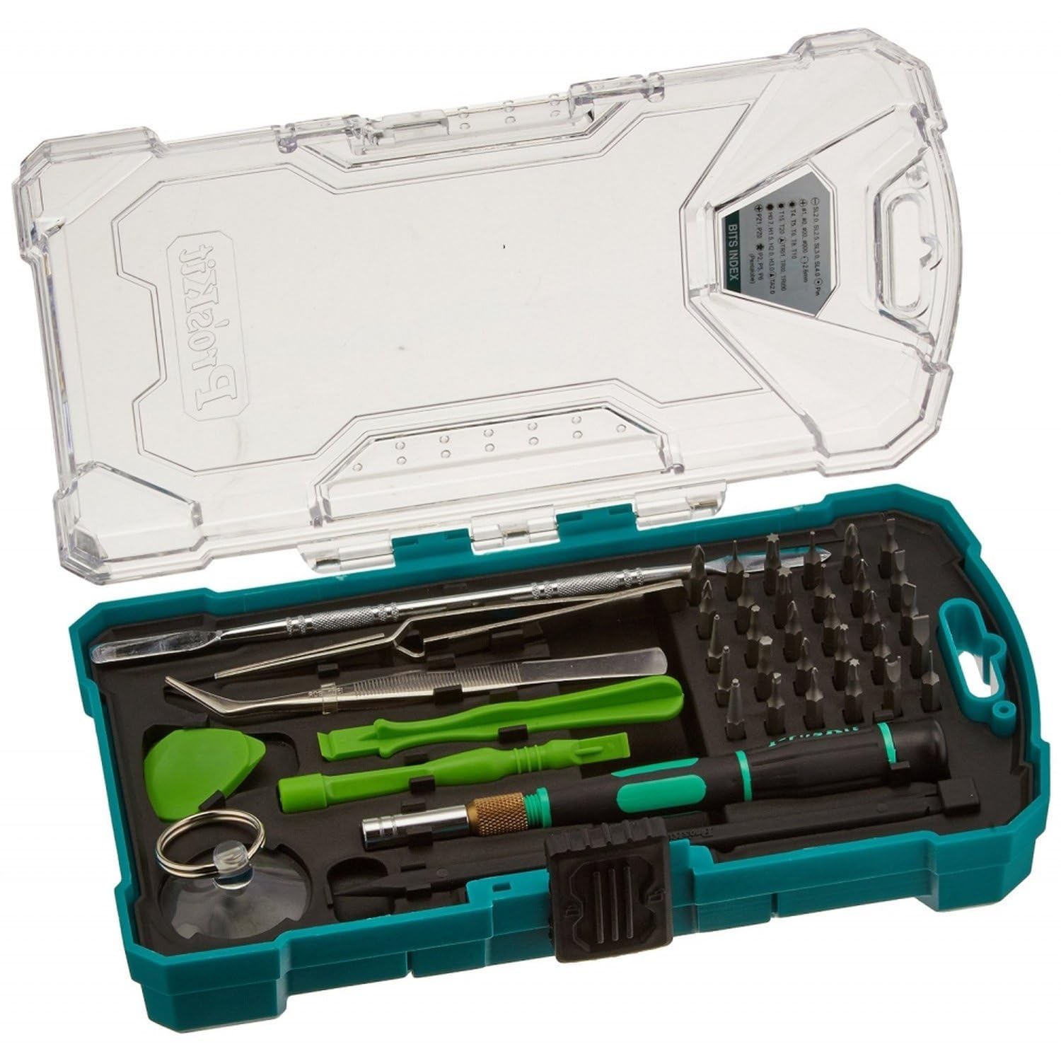 Pro's Kit SD-9326M Kit Destornilladores Precisión 30 Puntas y 10 Herramientas Reparación Electrónica Phillips Torx Pentalobe con Maletín
