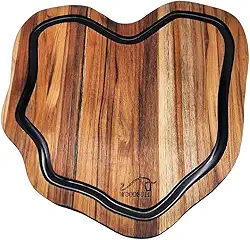 Tábua de Churrasco para Corte de Carne e Alimentos em Madeira Teca Origens Black, Ideal para Preparar e Servir com Estilo, Resistente e Elegante – WOODBULL.