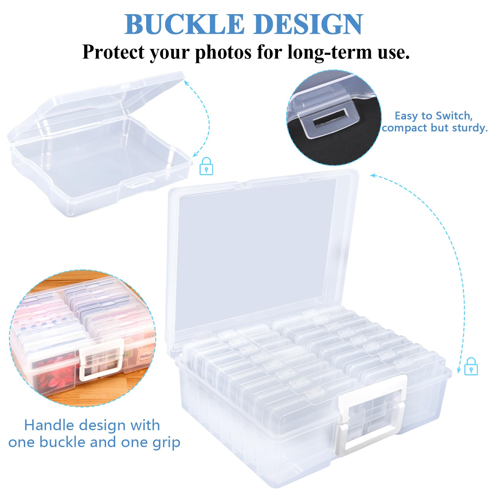 Scatola Portafoto FAMKEEP - 16 Contenitori Multicolore, Organizzazione Foto E Piccoli Oggetti - Foto 2