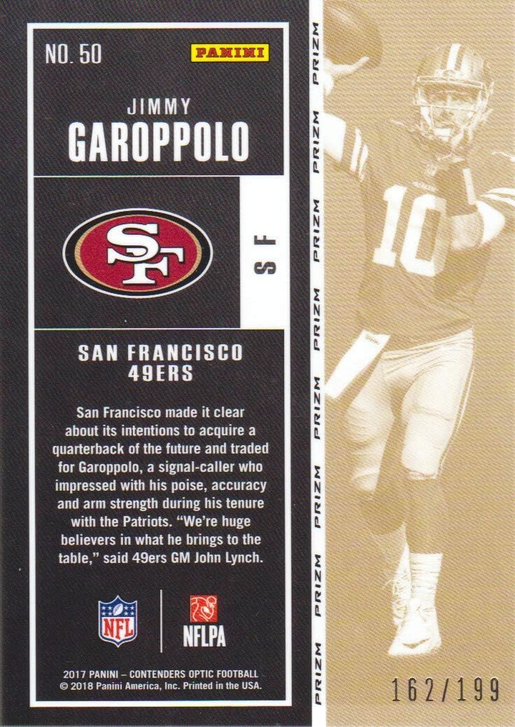 2017 Panini Contenders Optic Football Red #50 Jimmy Garoppolo 162/199