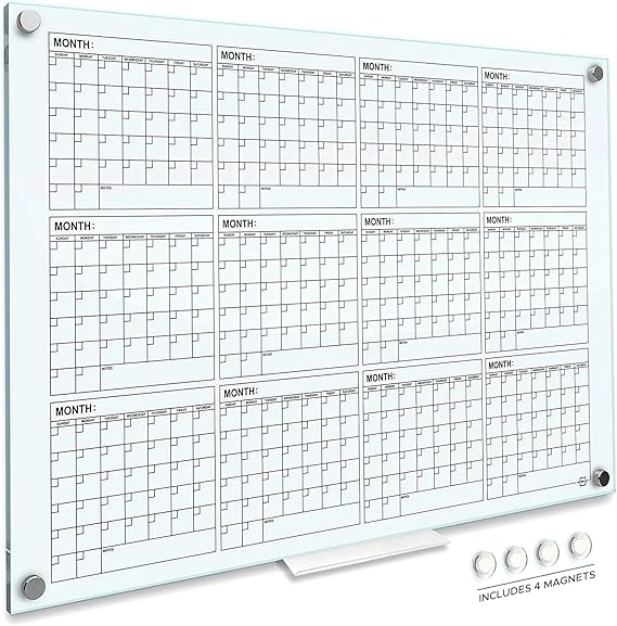 Glass Whiteboard Calendar Yearly Planner White Board Calendar Dry Erase