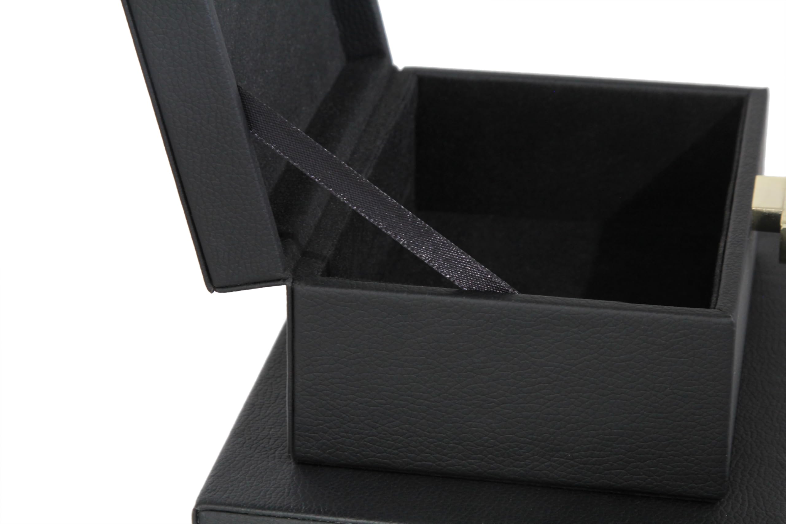 HofferRuffer Schmuckkästchen 2er Set Schwarz, Schmuckbox aus Kunstleder mit Goldfarbenen Beschlägen, Schmuckkasten für Halsketten, Ringe, Armbänder, Uhren, Sonnenbrillen und Wertsachen