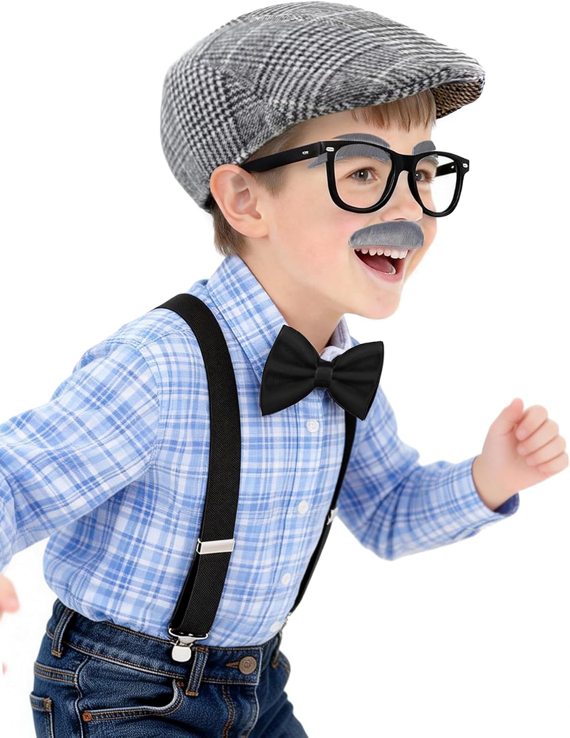 100 Day of School Costume for Boys,Old man dress up for kid – Grandpa Cosplay Costume Accessories