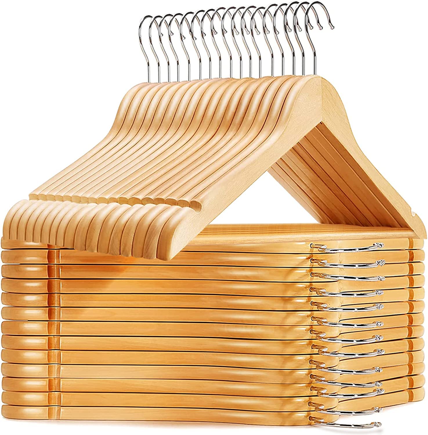 Evolluxi Premium Wooden Hangers Durable & Slim Coat Hanger -Solid Wood Suit Hangers with 360-Degree Rotatable Hook - Wood Hangers with Shoulder Grooves (Beige, 30) (B0CQJRLSR2) Amazon Price History, Amazon Price Tracker