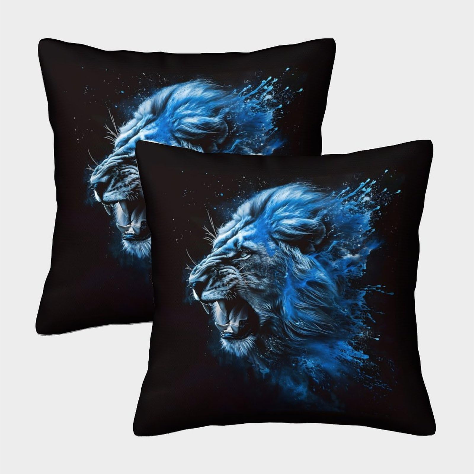 QFVANSIYO Art Lion 3D Printed Microfiber Pillowcase Bedroom Decor Lion Pillow Cover Soft Breathable for Adults Teens 45x45cm