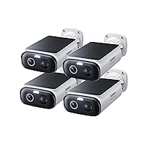 Baseus Security S1 Lite (4 Pezzi) Telecamera Wi-Fi Esterno senza Fili Pannello Solare, IP67 Videocamera Sorveglianza Batteria 2K 135°, Visione Colorata, Nessun Costo, Compatibile con Alexa & Google