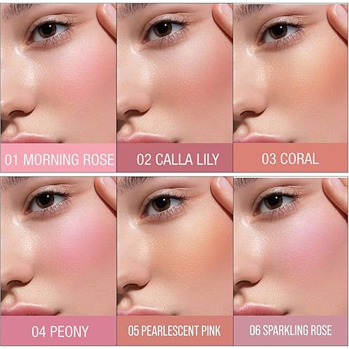 Miniatura 2 de TINTARK Colorete compacto para mejillas faciales, paleta de colorete sin talco, maquillaje en polvo mate, natural saludable, rosa malva, magenta y