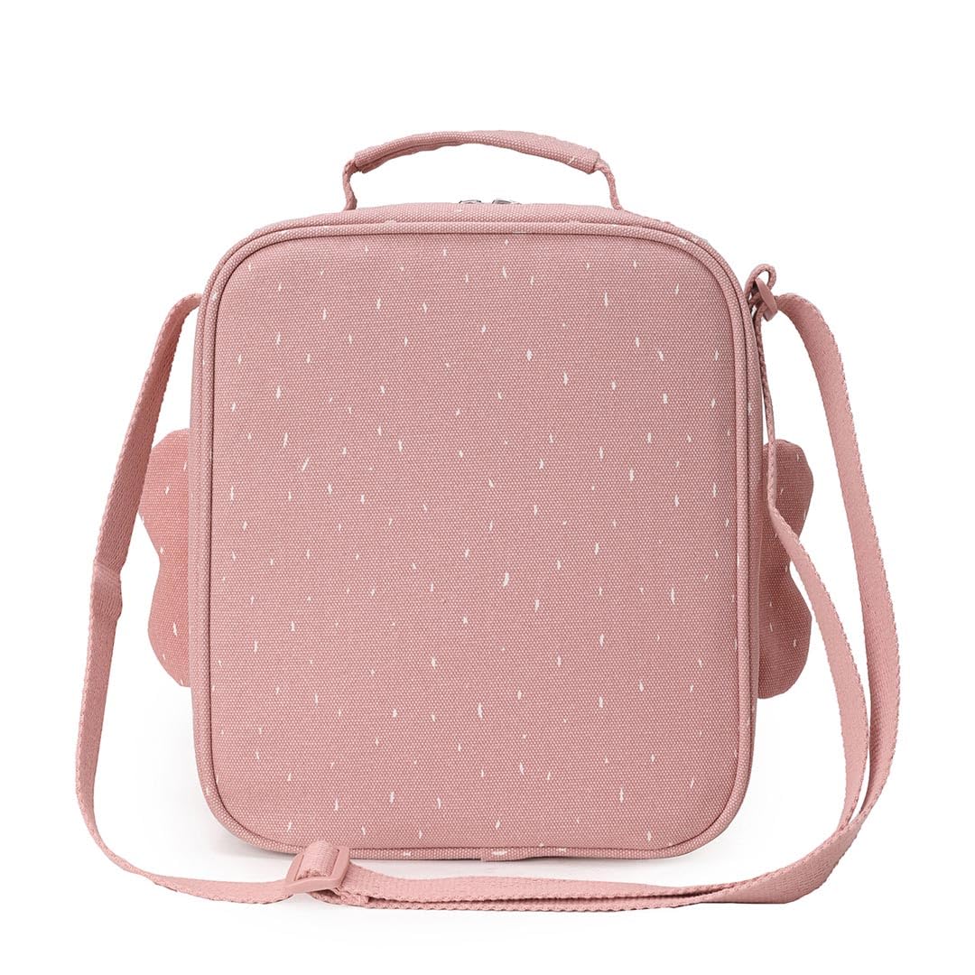 Trixie Isolierter Thermo - Brotbeutel mit Schultergurt, Vordertasche mit Reißverschluss, Namensschild, für Kinder in Schule, Kindergarten und Krippe (Mrs. Butterfly)