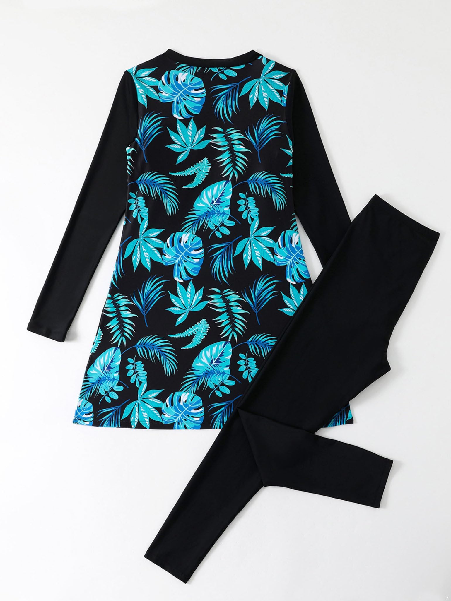 XUNZOO Femme Maillot De Bain Musulmane avec Leggings pour Femmes Hijab Rash Guard Combinaison De Bain Burkini Complètement Couverte Fête Piscine