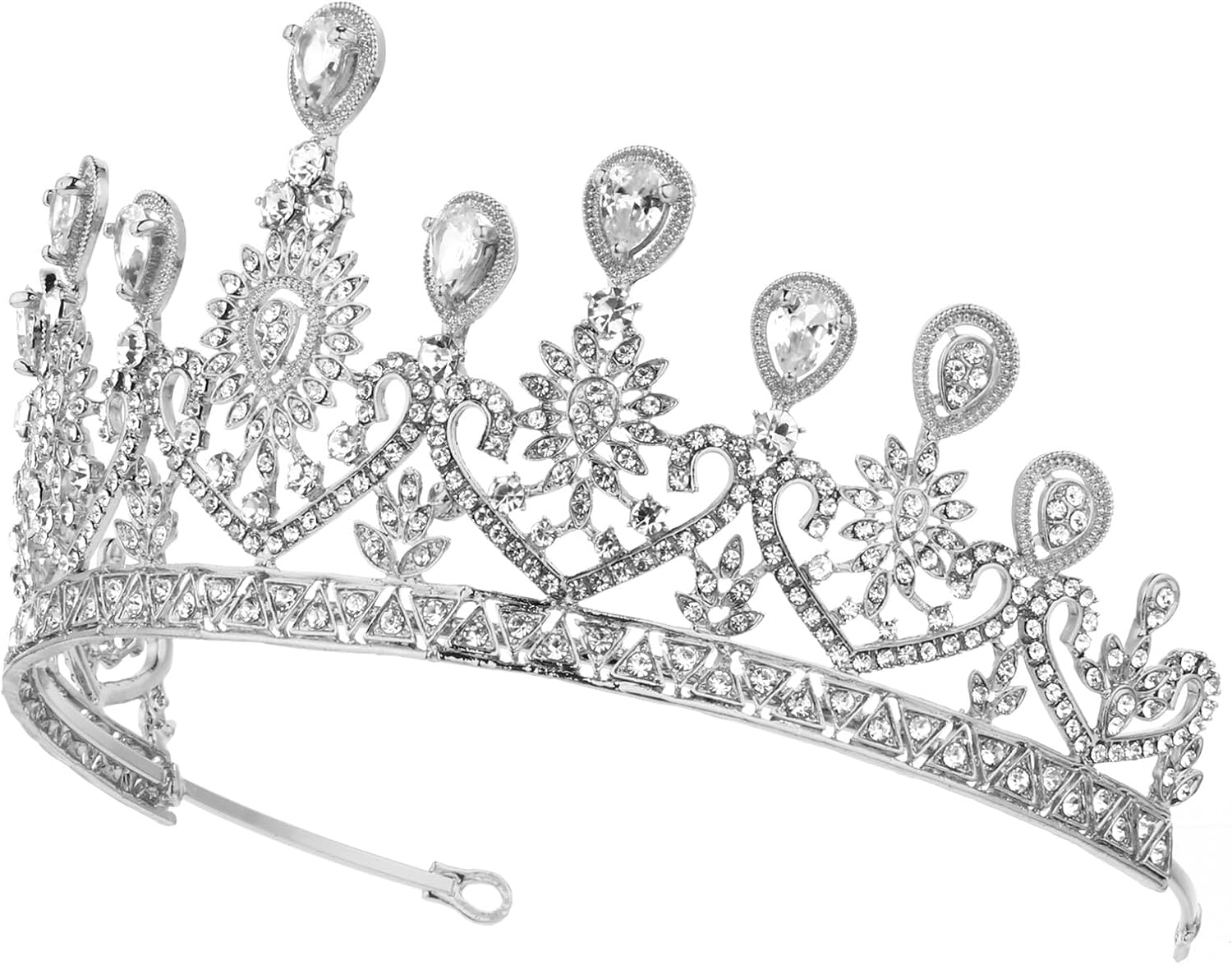 LIFKOME Rhinestone Bridal Crown and Women Wedding Tiara Silver Princess Headdress for Bridesmaids and Wedding Party Hair Accessory