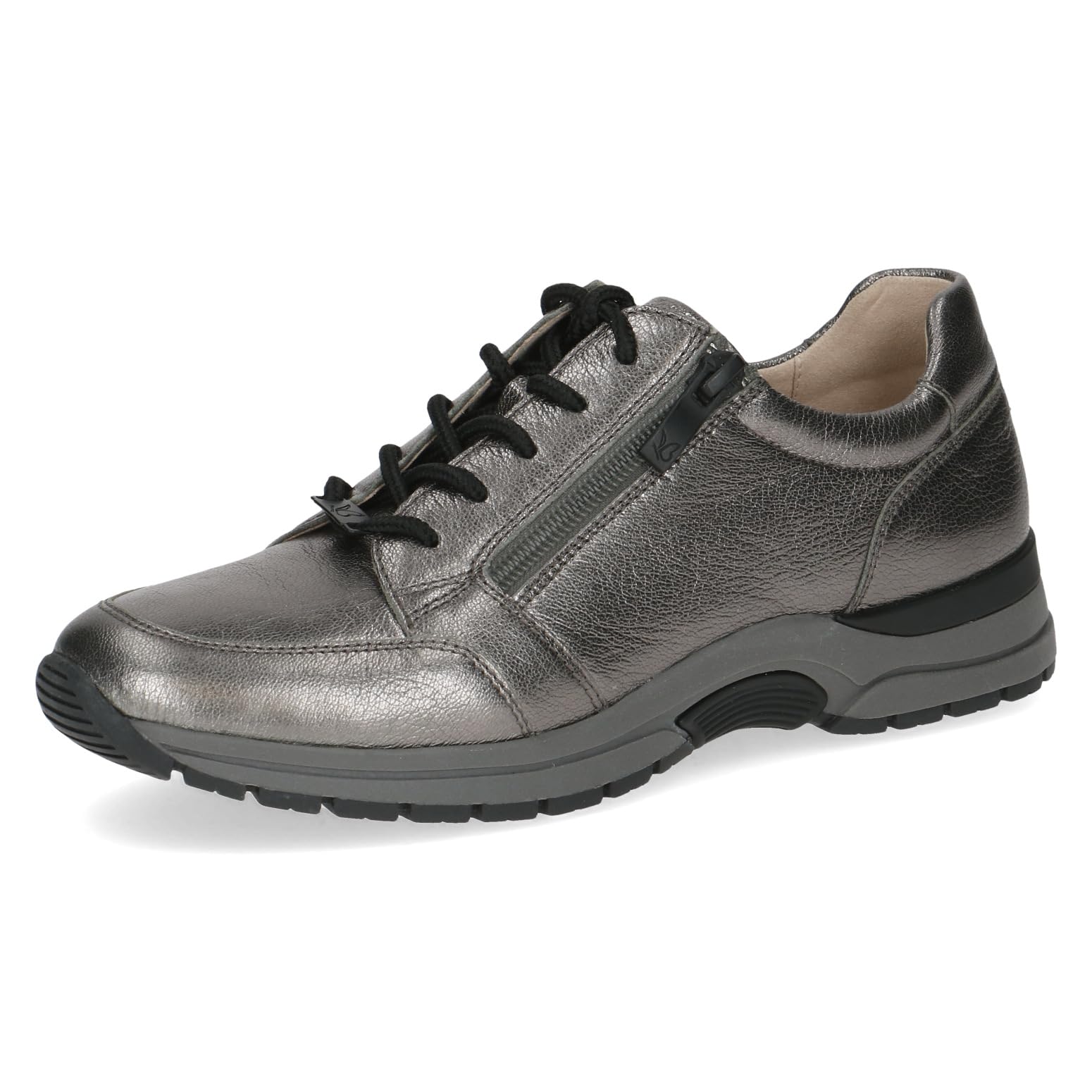 CAPRICE Women's Low-top Leather Sneakers with Zipper, Metallic (Stone Metallic), 6.5 UK