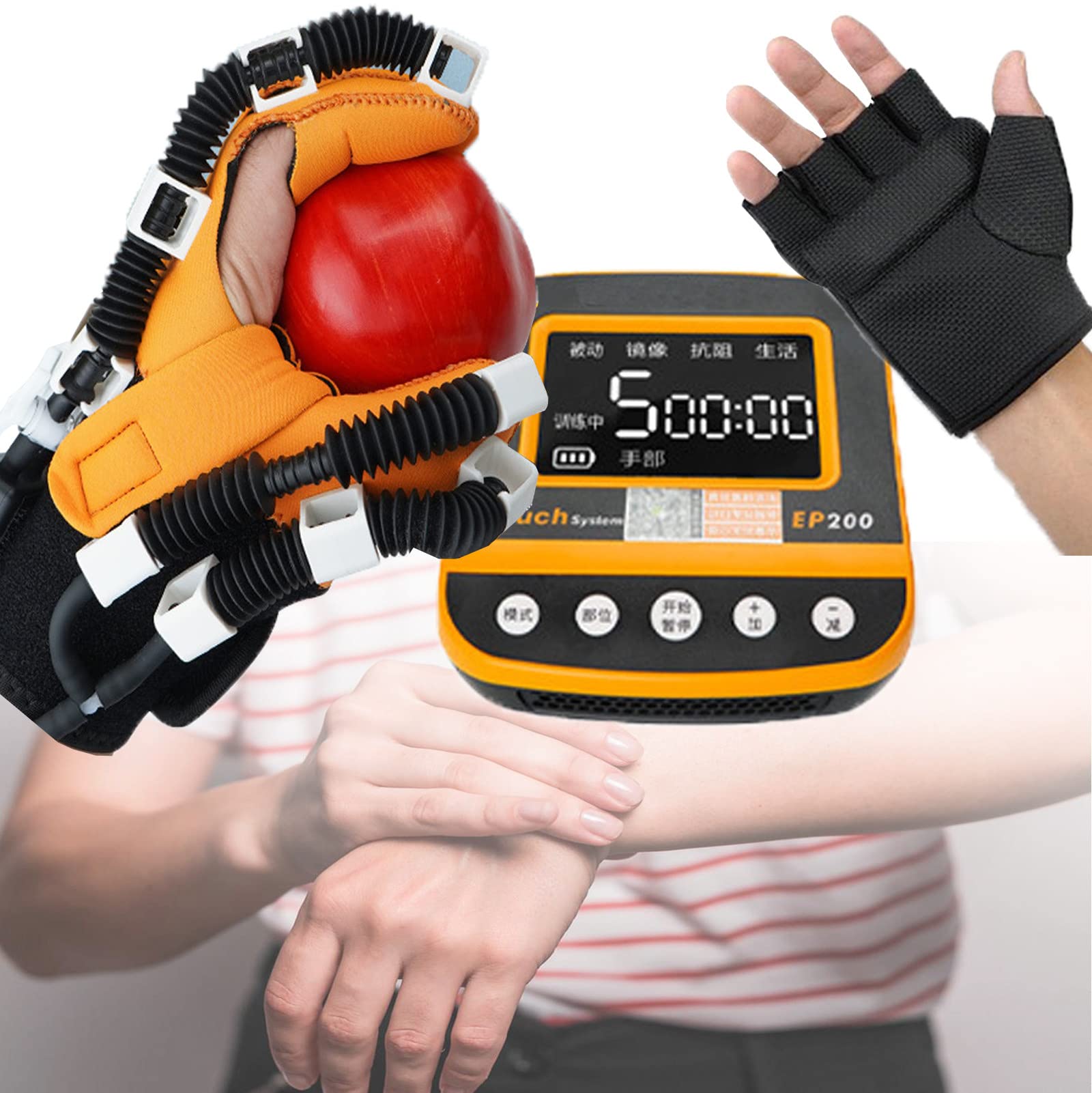 Elektrische Rehabilitationshilfstrainingshandschuhe, Für Schlaganfall-Hemiplegie, Fingerglättungsorthese, Handerkrankungen, Kinder, Junge Erwachsene Und Ältere Menschen,L-Linke Hand