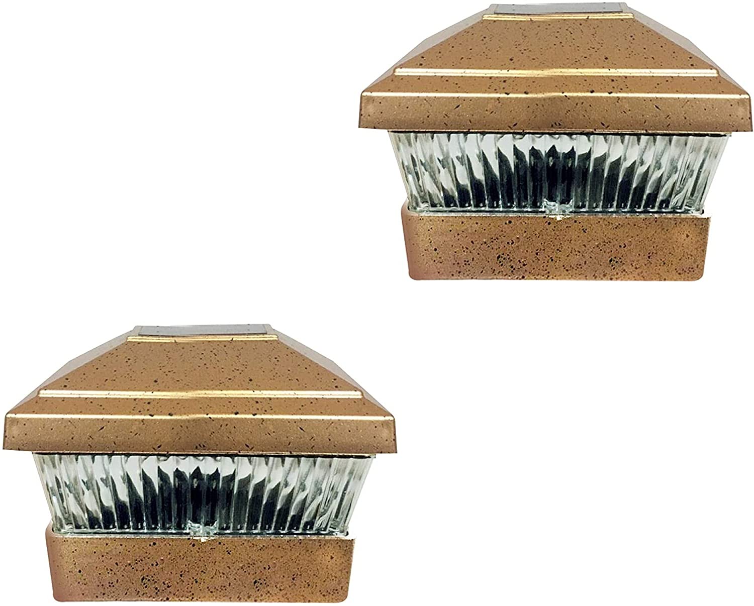 Optimal Products Solar Decking Motion Sensor Garden Lights Wall Patio Fence Waterproof LED Light Post Lights Dec Lights Stake Lights (2pc Square Post Light Antique)
