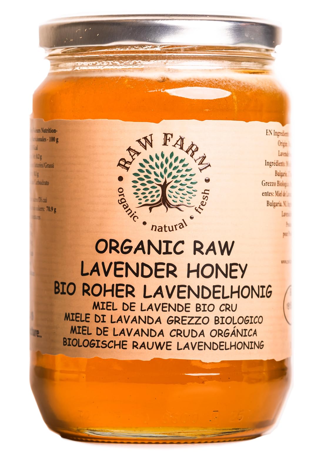 Raw Farm - Organic Raw Lavender Honey – Single Sourced, Pure and Natural, Directly from the RAW FARM Beekeepers 900 g